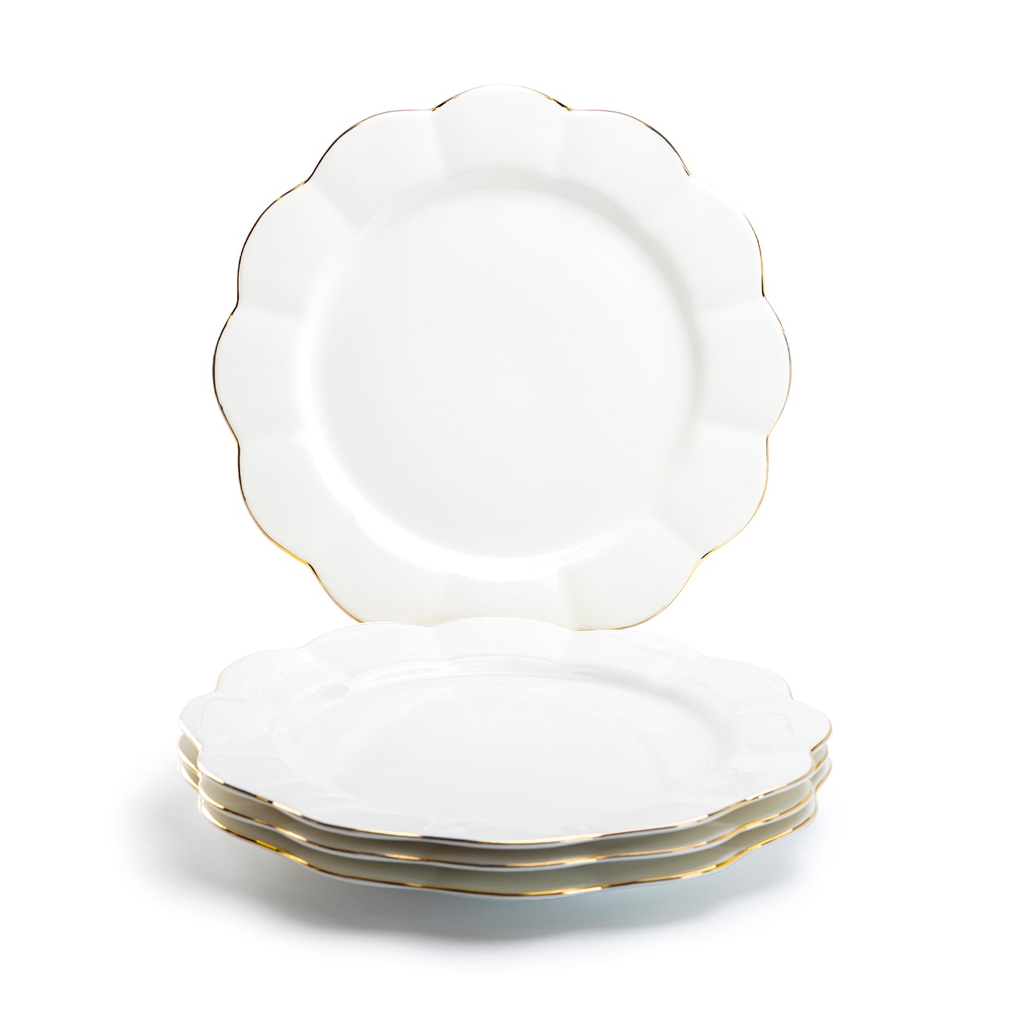 White Gold Scallop Fine Porcelain Dessert/Dinner Plate