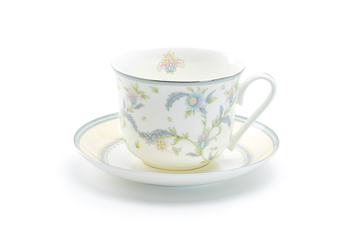 Gracie Bone China Lotus Garden Bone China Breakfast Jumbo Cup and Saucer