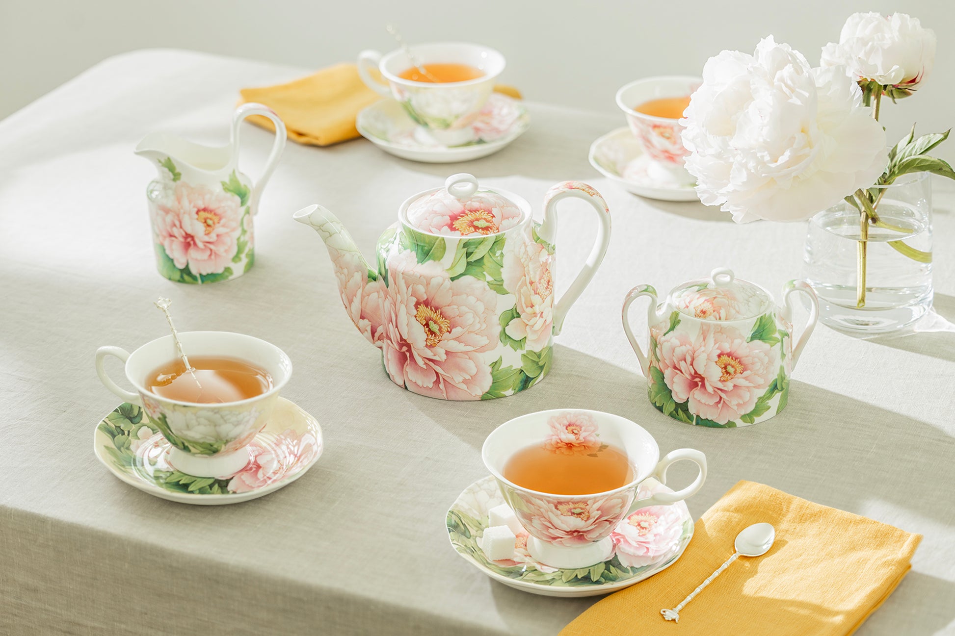 Gracie Bone China Pink Empire Peony Bone China Tea Set