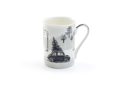 Stechcol Gracie Bone China Winter Wonderland Christmas Tree Car Bone China Mug