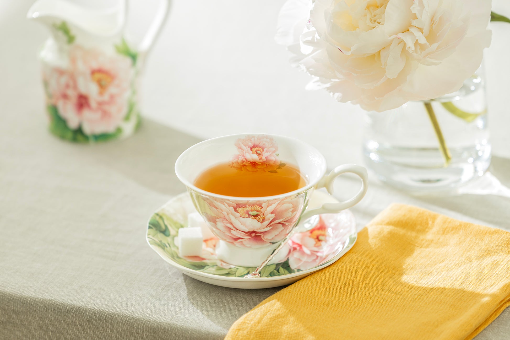 Stechcol Gracie Bone China Empire Peony Bone China Tea Cup and Saucer