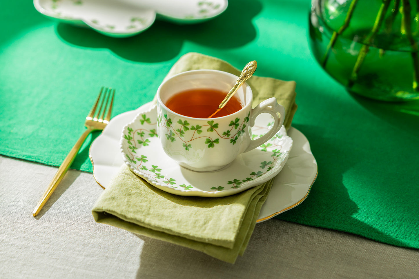 Shamrock Fine Porcelain Tea Cup and Saucer