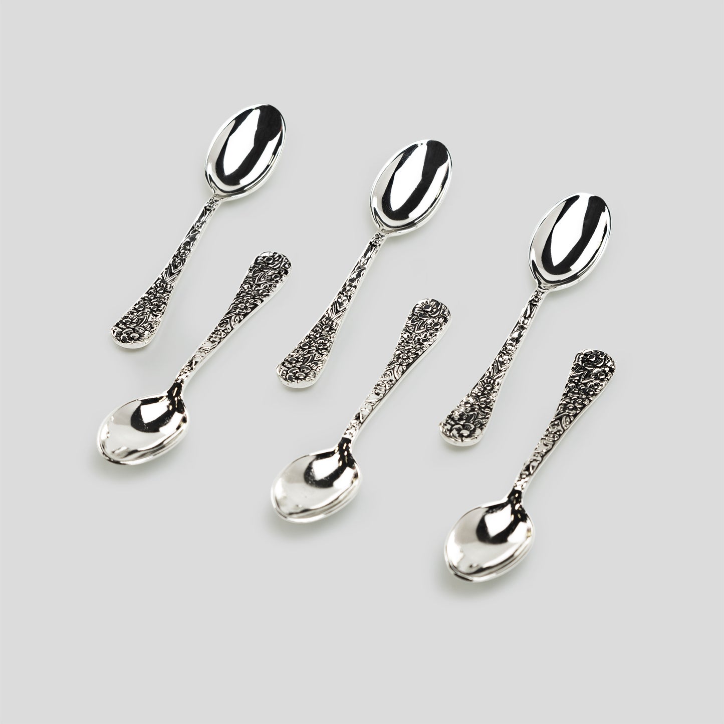 Silver Plated Demi Spoon with Antique Sunflowers Handle Set of 6