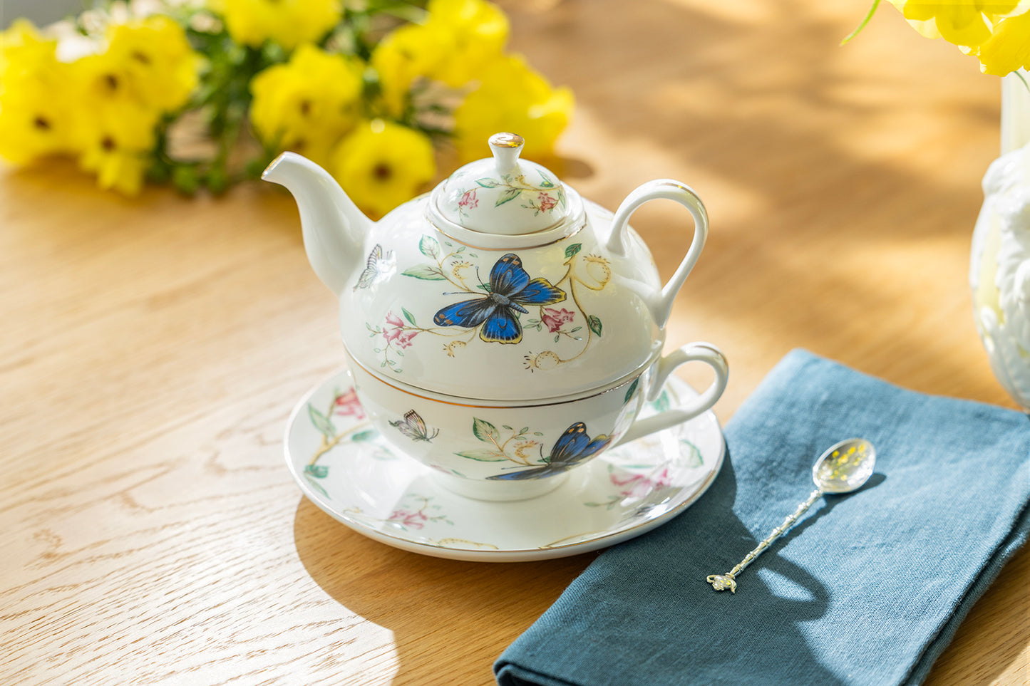 Butterfly Meadow Fine Porcelain Tea For One Set