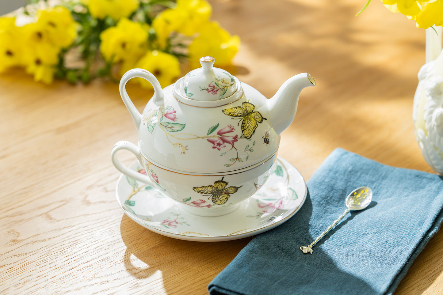 Butterfly Meadow Fine Porcelain Tea For One Set