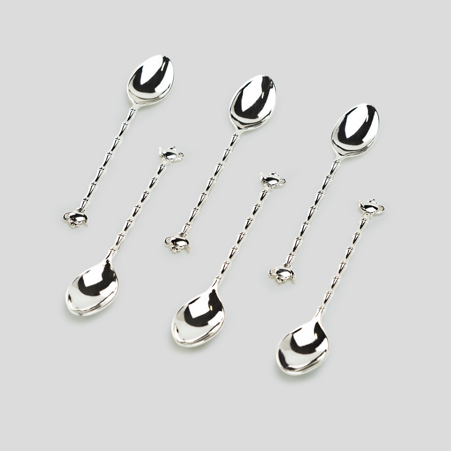 Silver Plated Demi Spoon with Mini Teapot Handle Set of 6