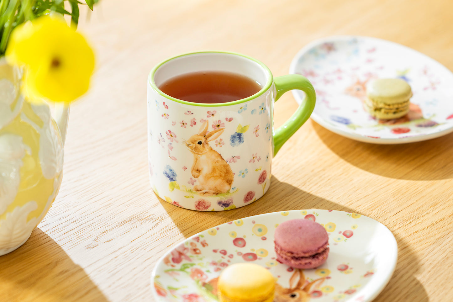 Spring Flowers Bunny Green Mug