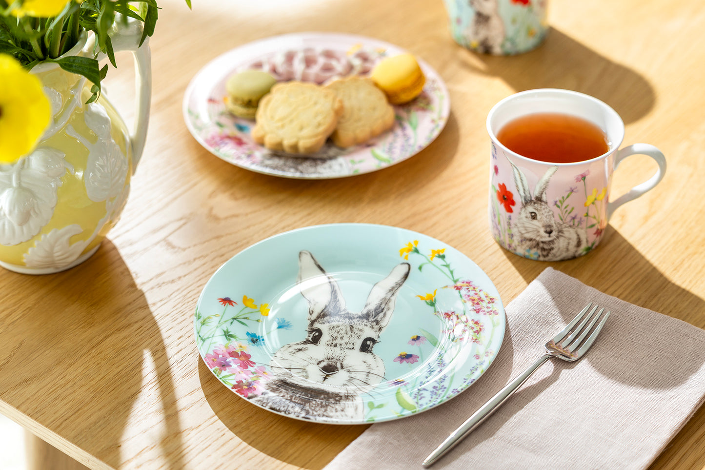 7.5" Flower Bunny Bone China Dessert Plate