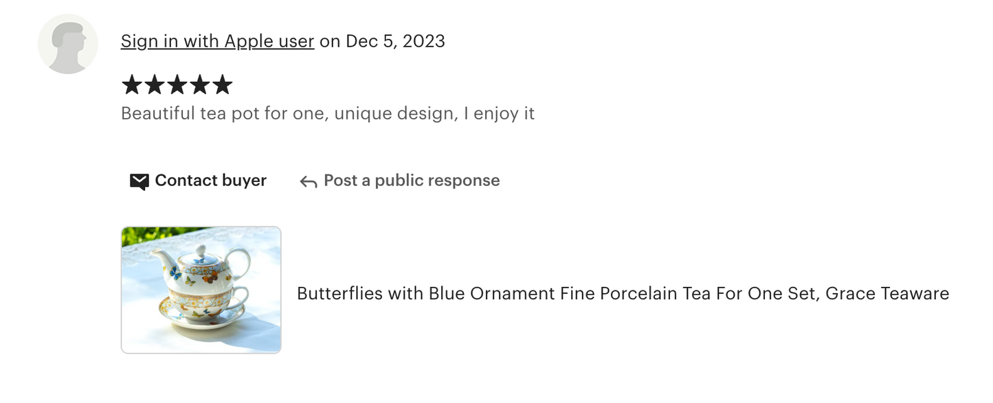 Butterflies with Blue Ornament Fine Porcelain Tea For One Set
