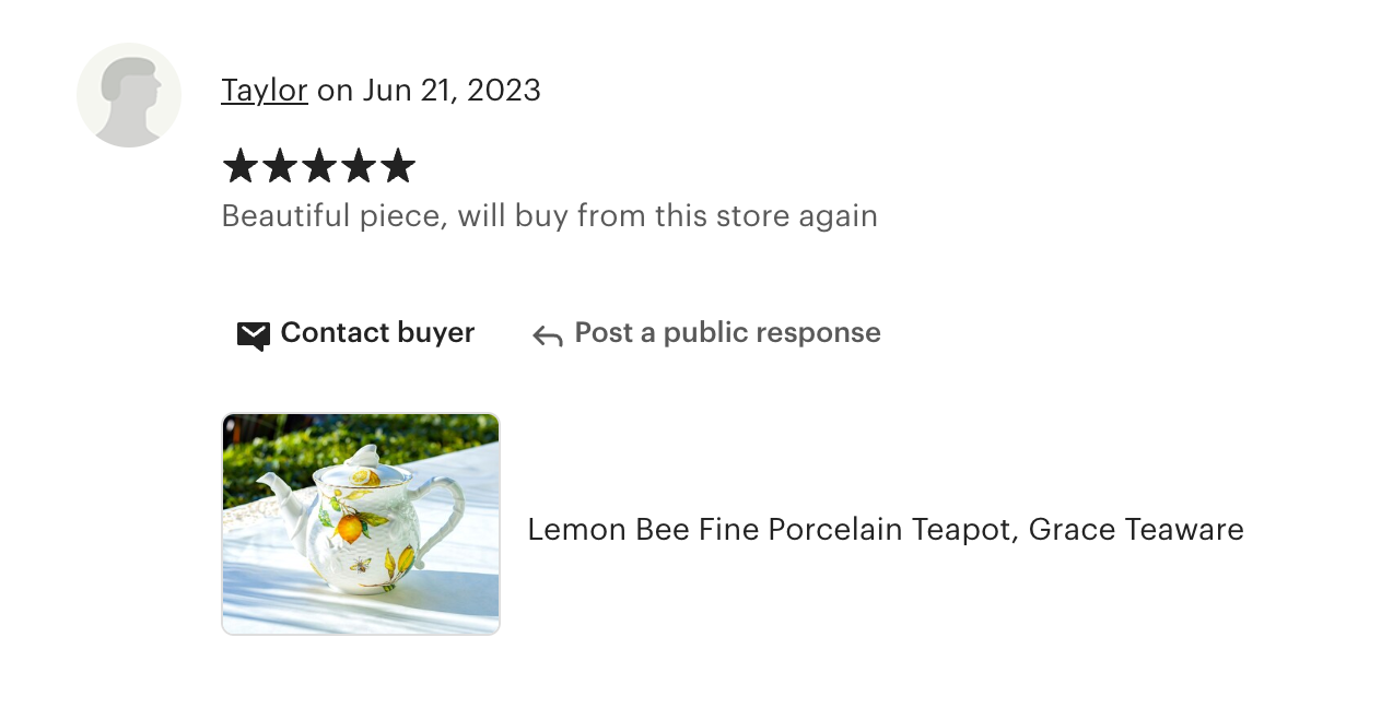 Lemon Bee Fine Porcelain Teapot