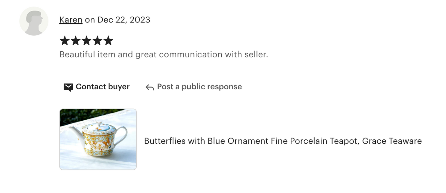 Butterflies with Blue Ornament Fine Porcelain Teapot