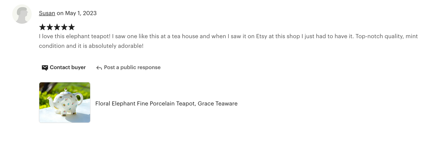 Floral Elephant Fine Porcelain Teapot