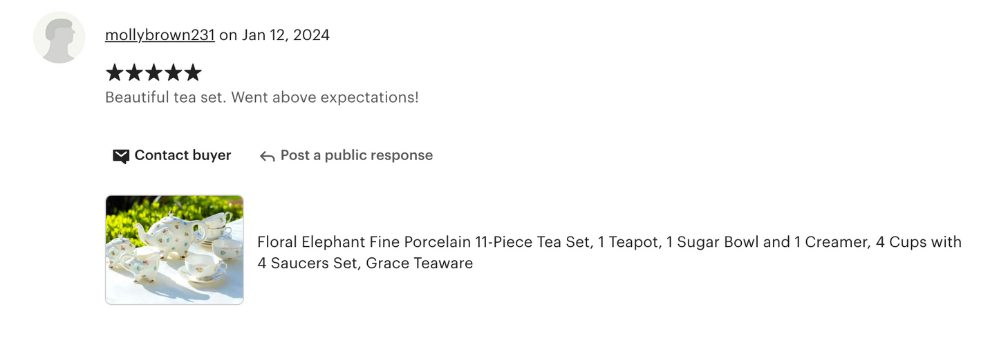 Floral Elephant Fine Porcelain Tea Set