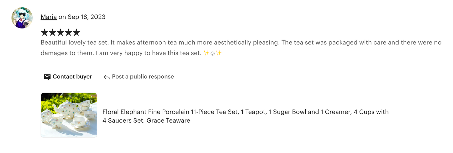 Floral Elephant Fine Porcelain Tea Set