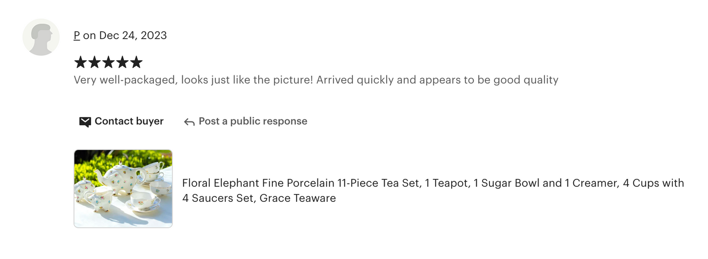 Floral Elephant Fine Porcelain Tea Set