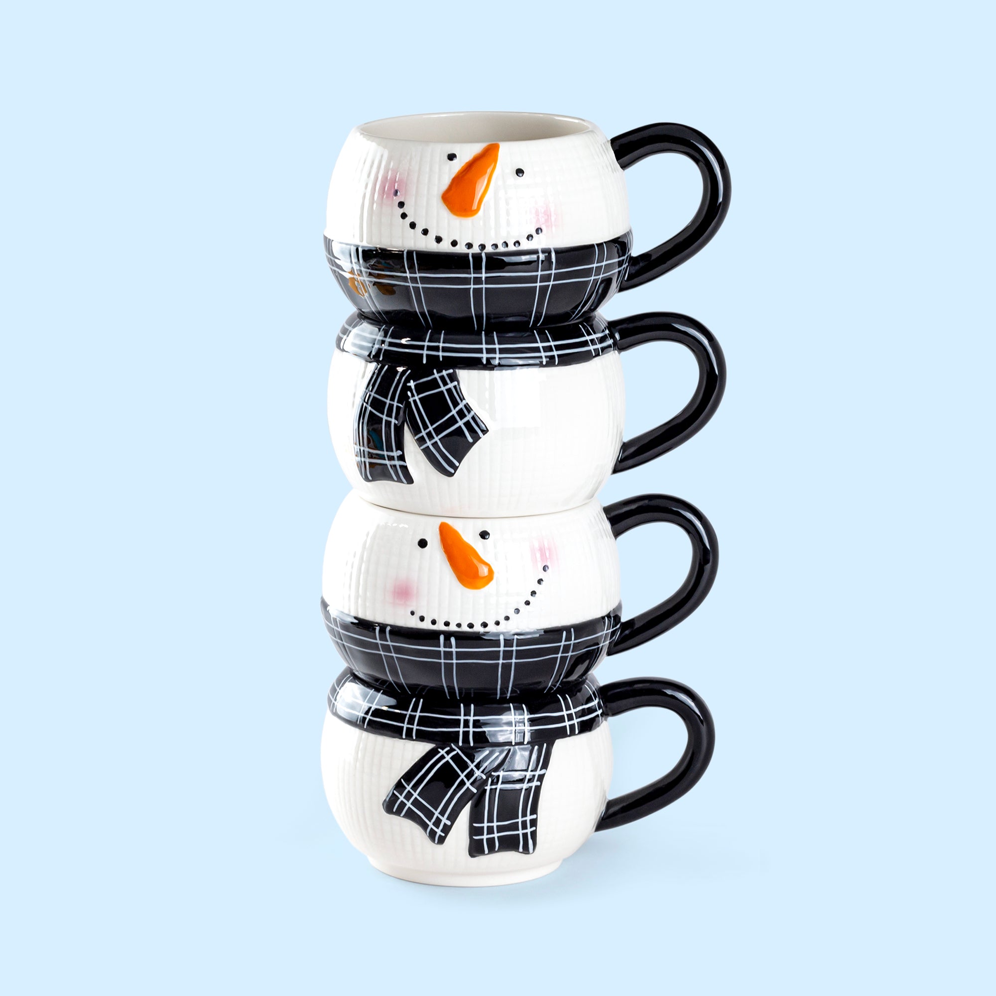 Stoneware Snowman Mugs- Set of 2