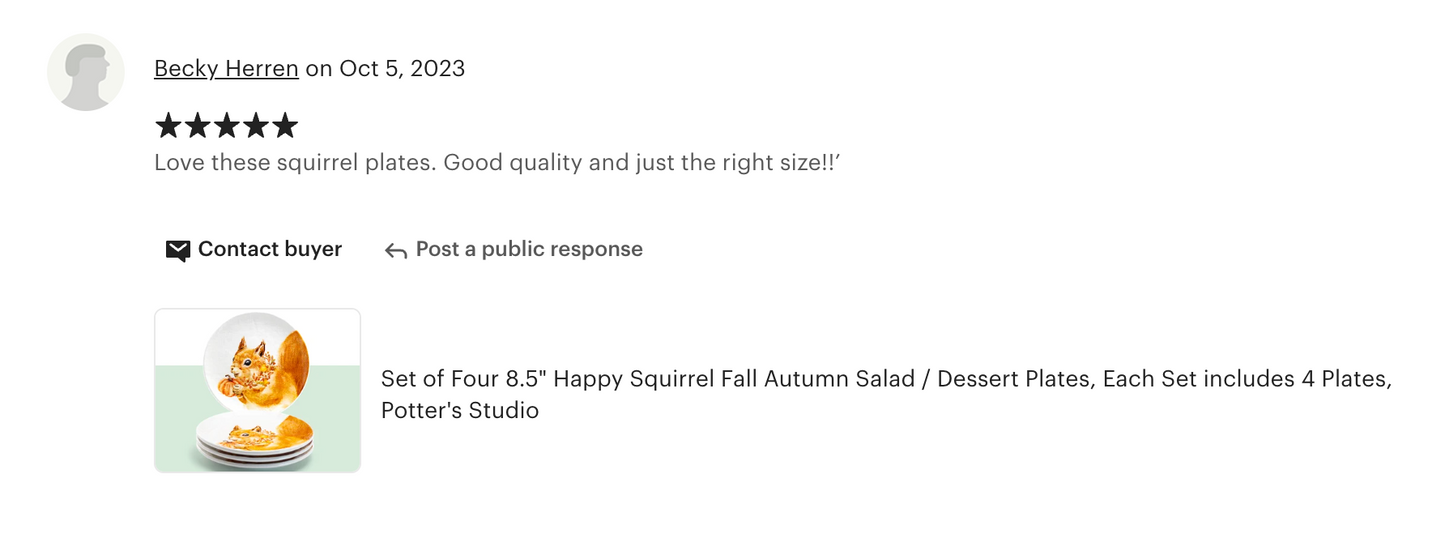 8.5" Happy Squirrel Salad/Dessert Plate