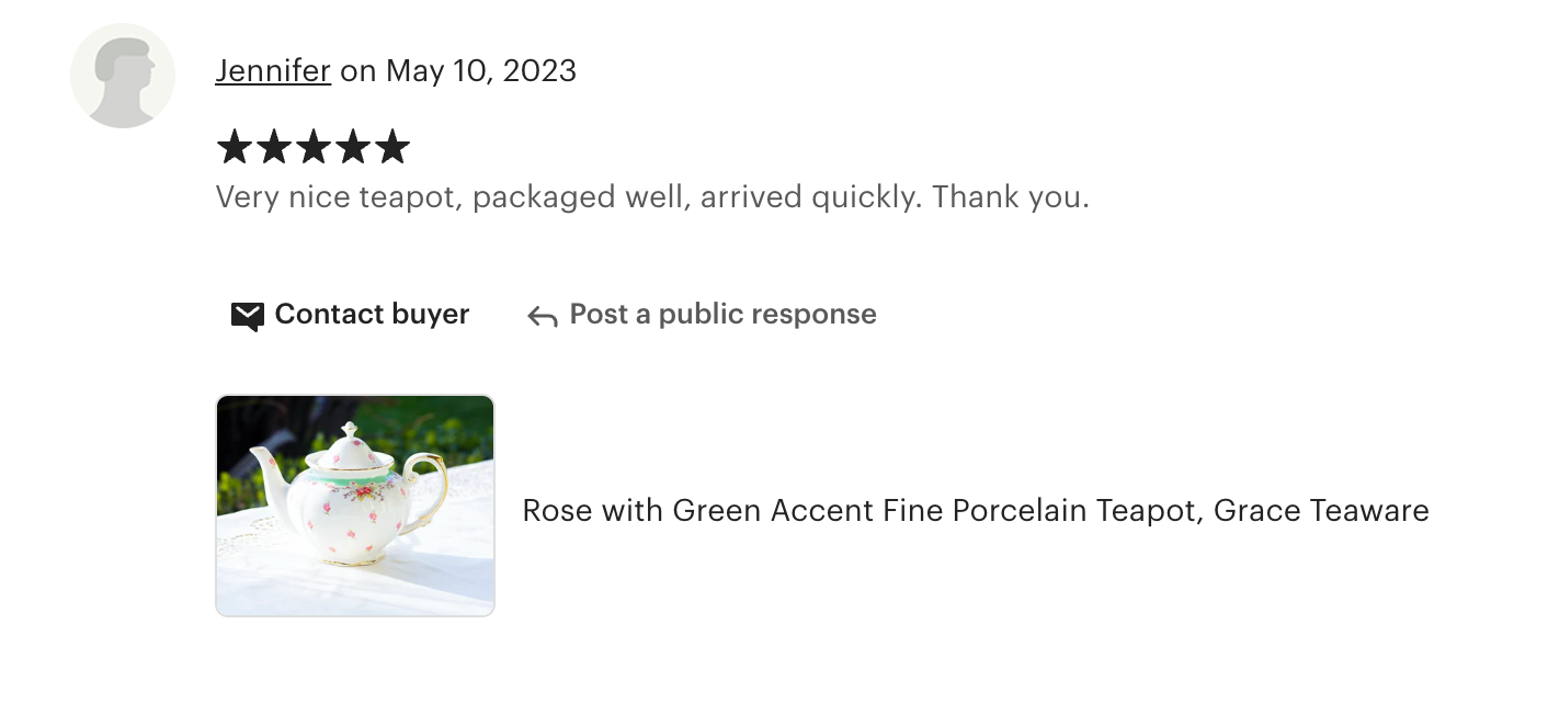 Rose with Green Accent Fine Porcelain Teapot