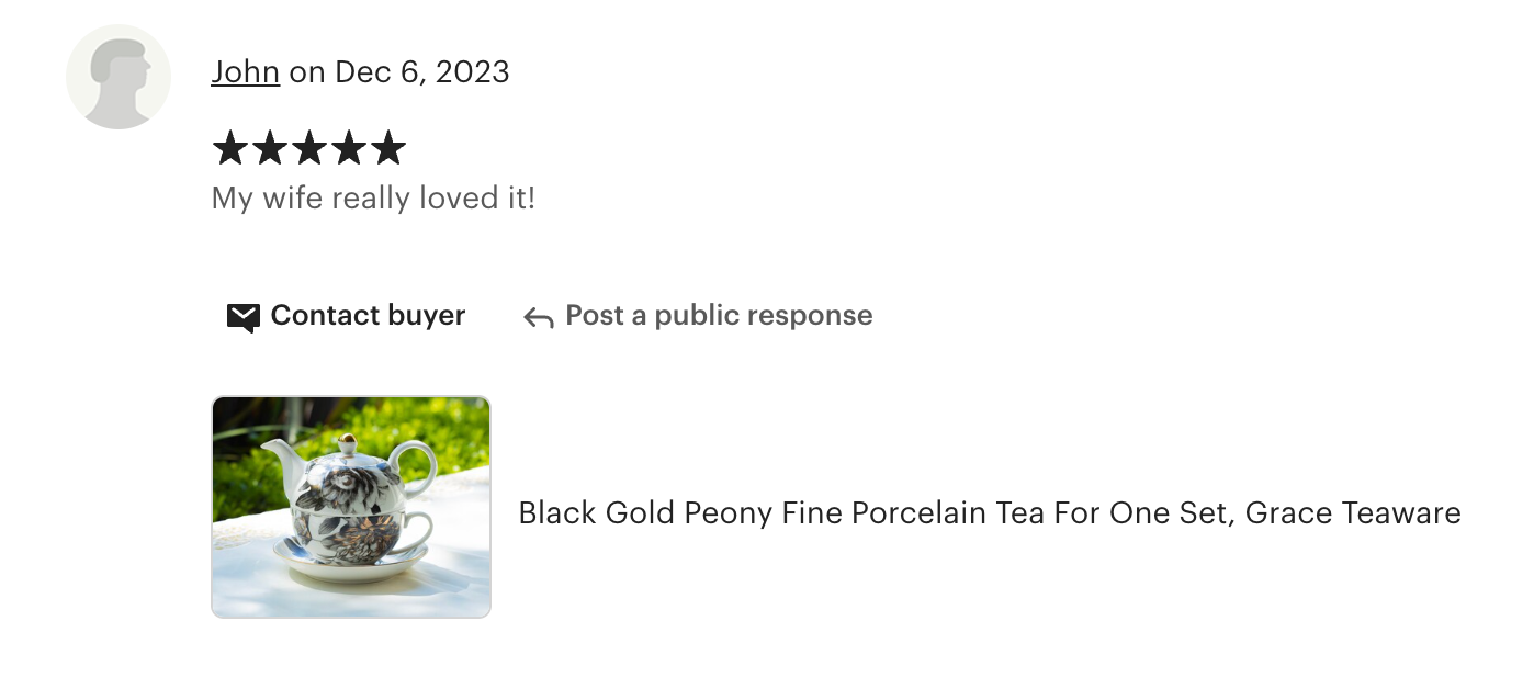 Black Gold Peony Fine Porcelain Tea For One Set