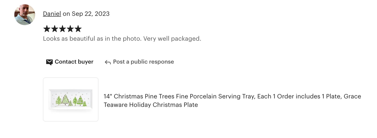 Christmas Pine Trees Fine Porcelain Serving Tray