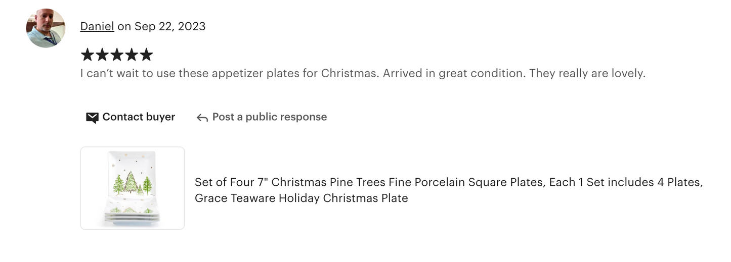 Christmas Pine Trees Fine Porcelain Square Plate