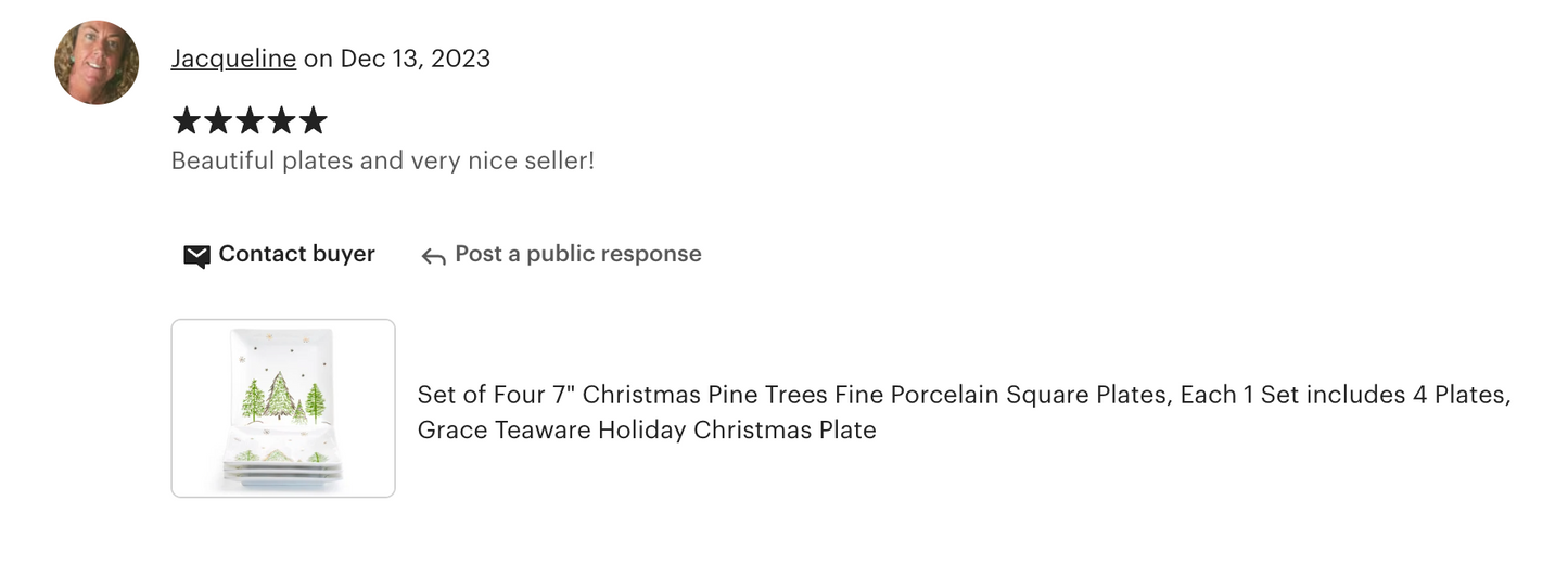 Christmas Pine Trees Fine Porcelain Square Dessert/Dinner Plate