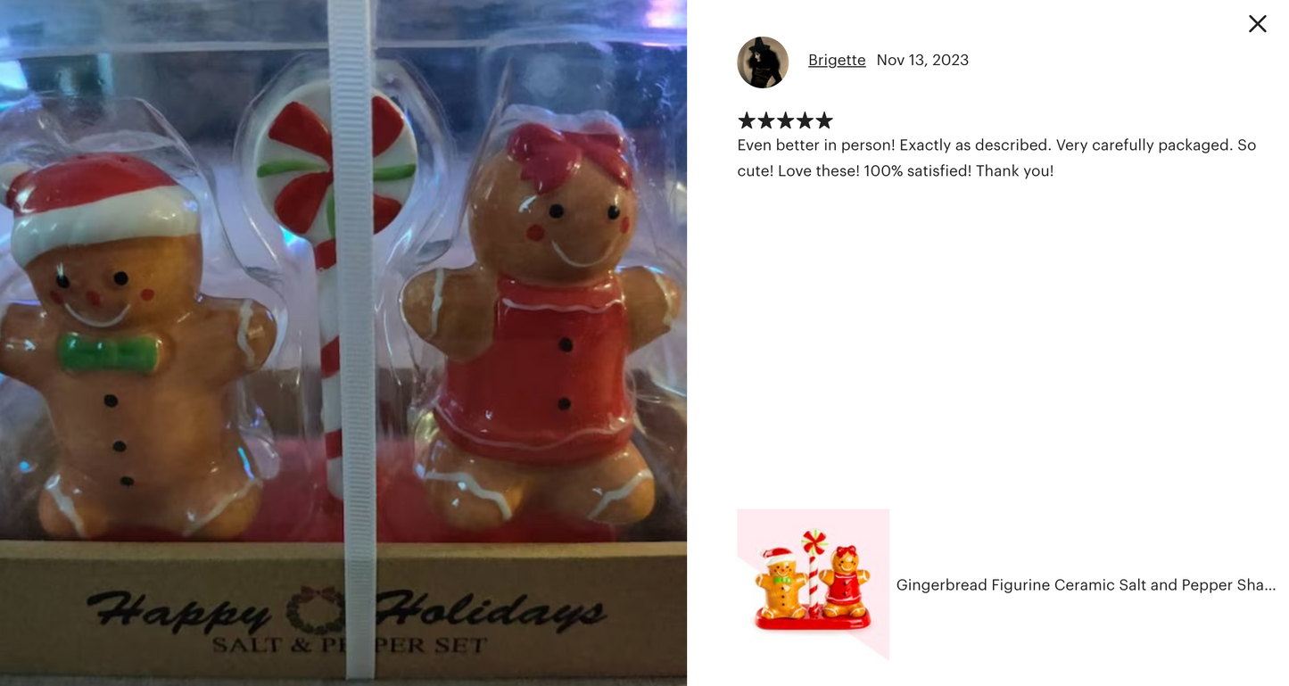 Gift Boxed Gingerbread Figurine Salt and Pepper Shaker Set