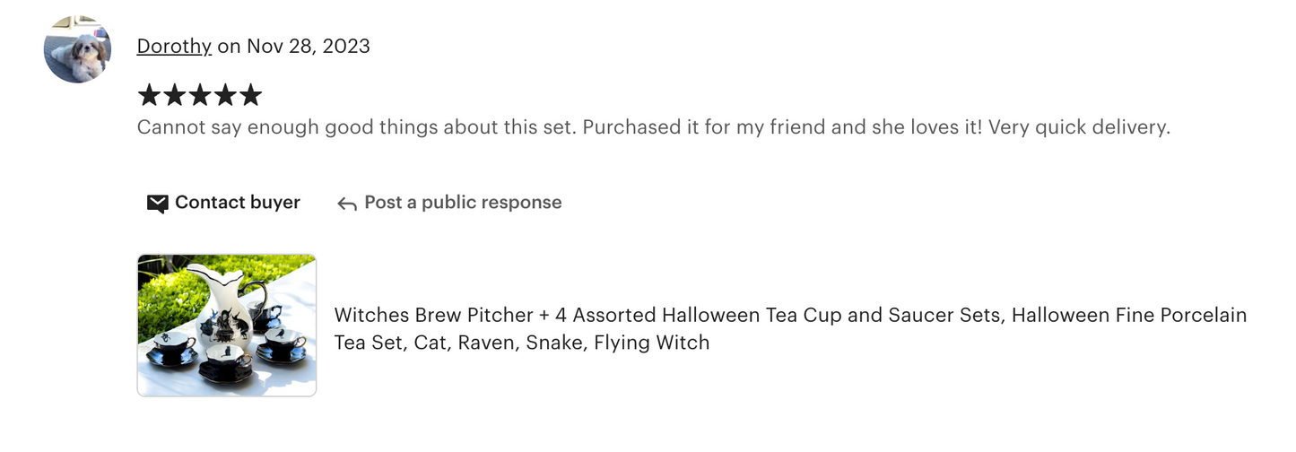 Witches Brew Pitcher + 4 Assorted Halloween Tea Cup and Saucer Sets - Ver. A