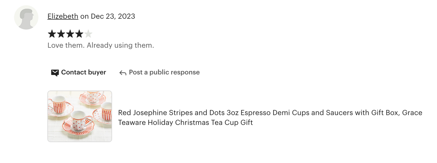 Red Josephine Stripes and Dots 2oz Demitasse Cups and Saucers with Gift Box