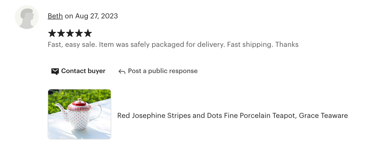 Red Josephine Stripes and Dots Fine Porcelain Teapot