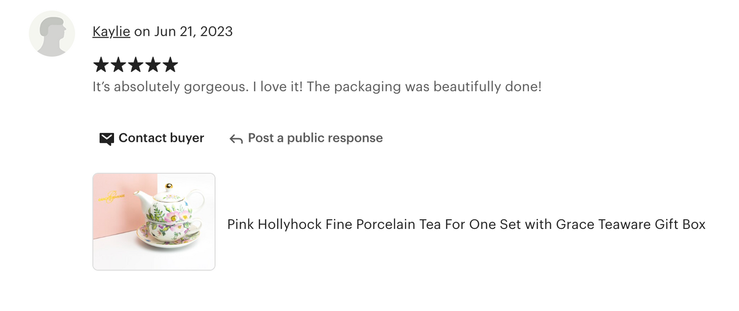 Pink Hollyhock Fine Porcelain Tea For One Set