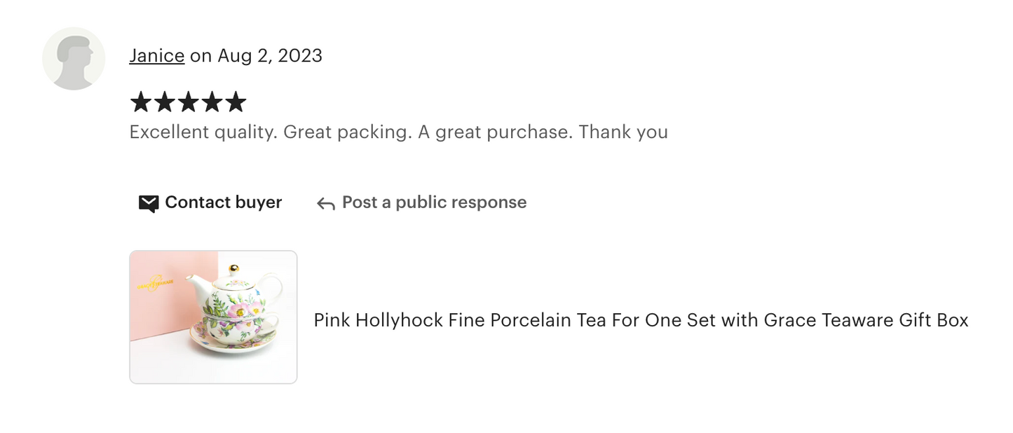Pink Hollyhock Fine Porcelain Tea For One Set