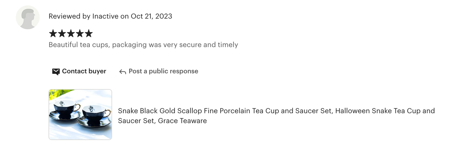 Snake Black Gold Tea Cup and Saucer