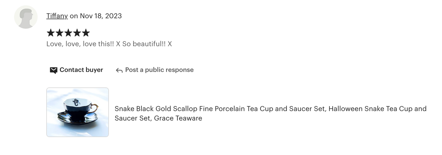 Snake Black Gold Tea Cup and Saucer