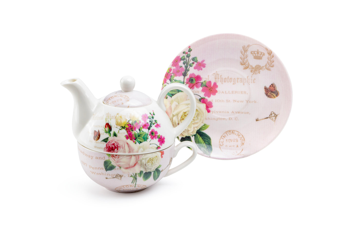 Liz's Rose Garden Fine Porcelain Tea For One Set
