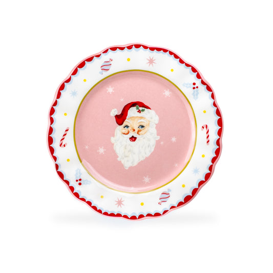 8.5" Pink Santa Dessert/Salad Plate