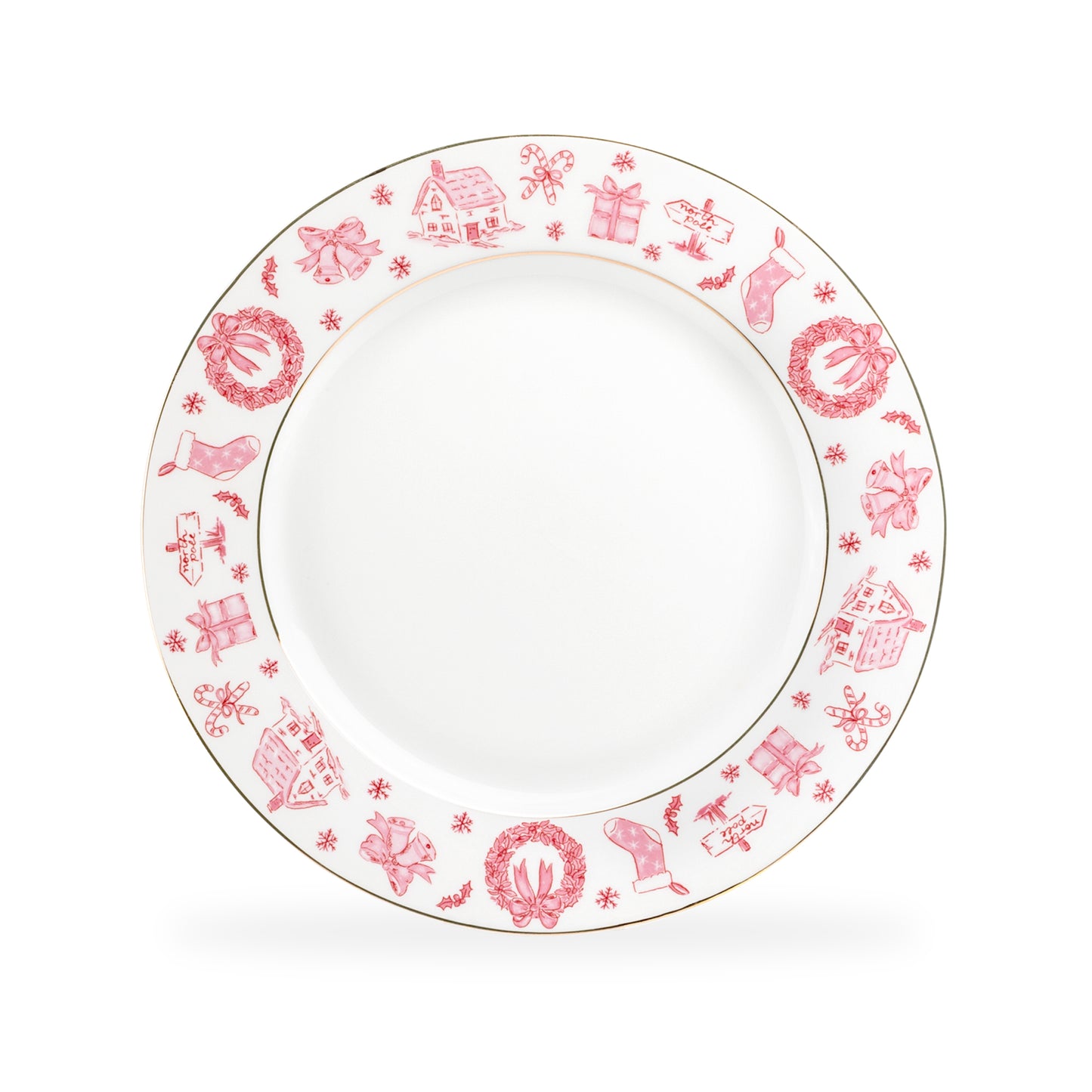 Christmas Pink Bow Fine Porcelain Dessert/Dinner Plate
