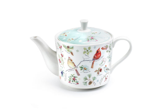 Winter Cardinals Fine Porcelain Teapot