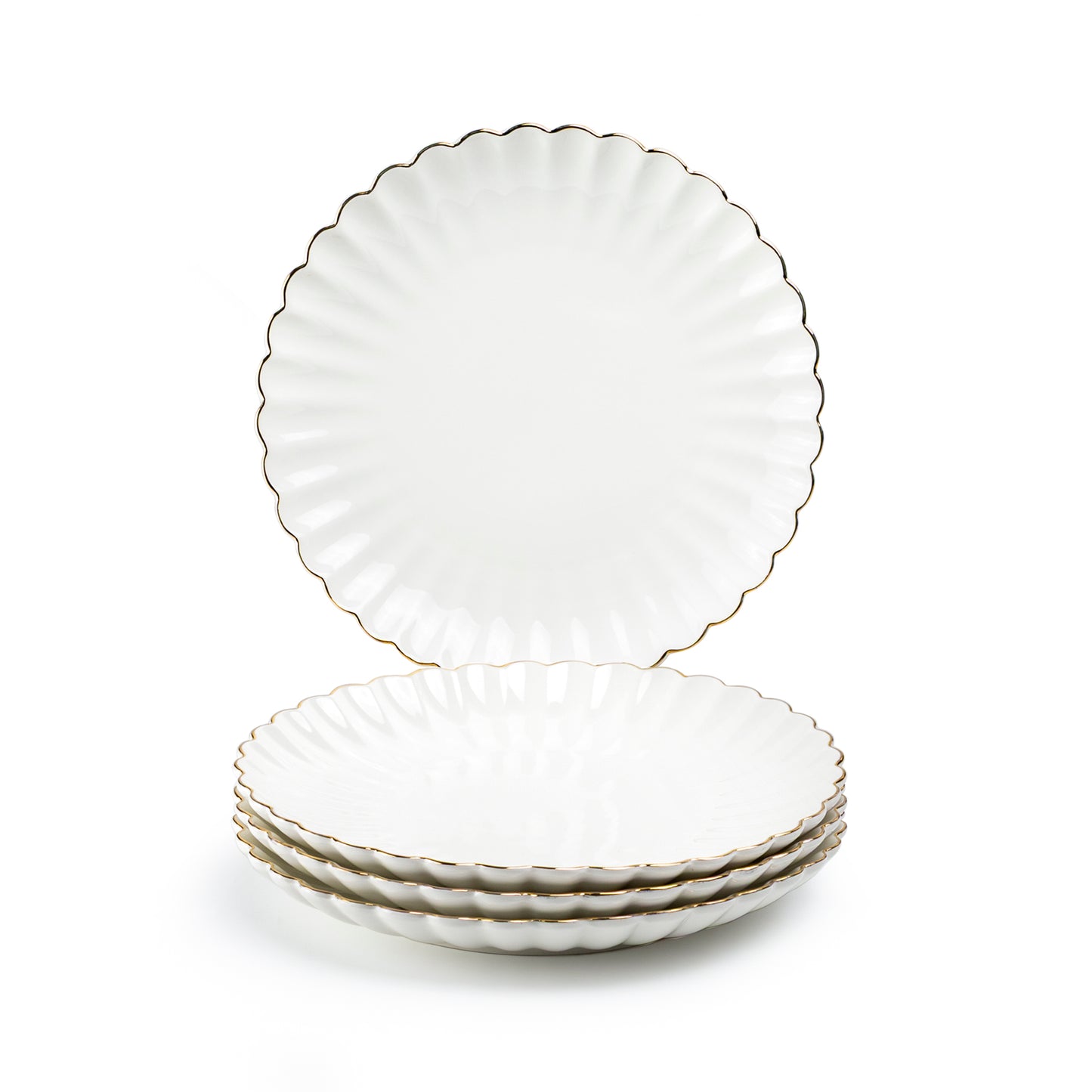 White Gold Shell Fine Porcelain Dessert/Dinner Plate