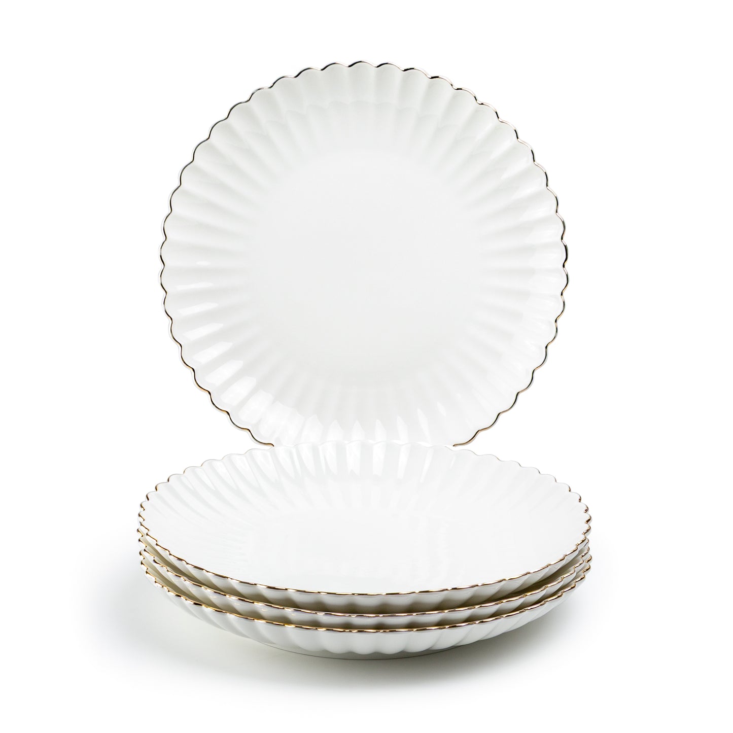 White Gold Shell Fine Porcelain Dessert/Dinner Plate