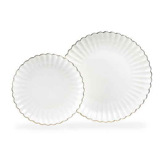 White Gold Shell Fine Porcelain Dessert/Dinner Plate