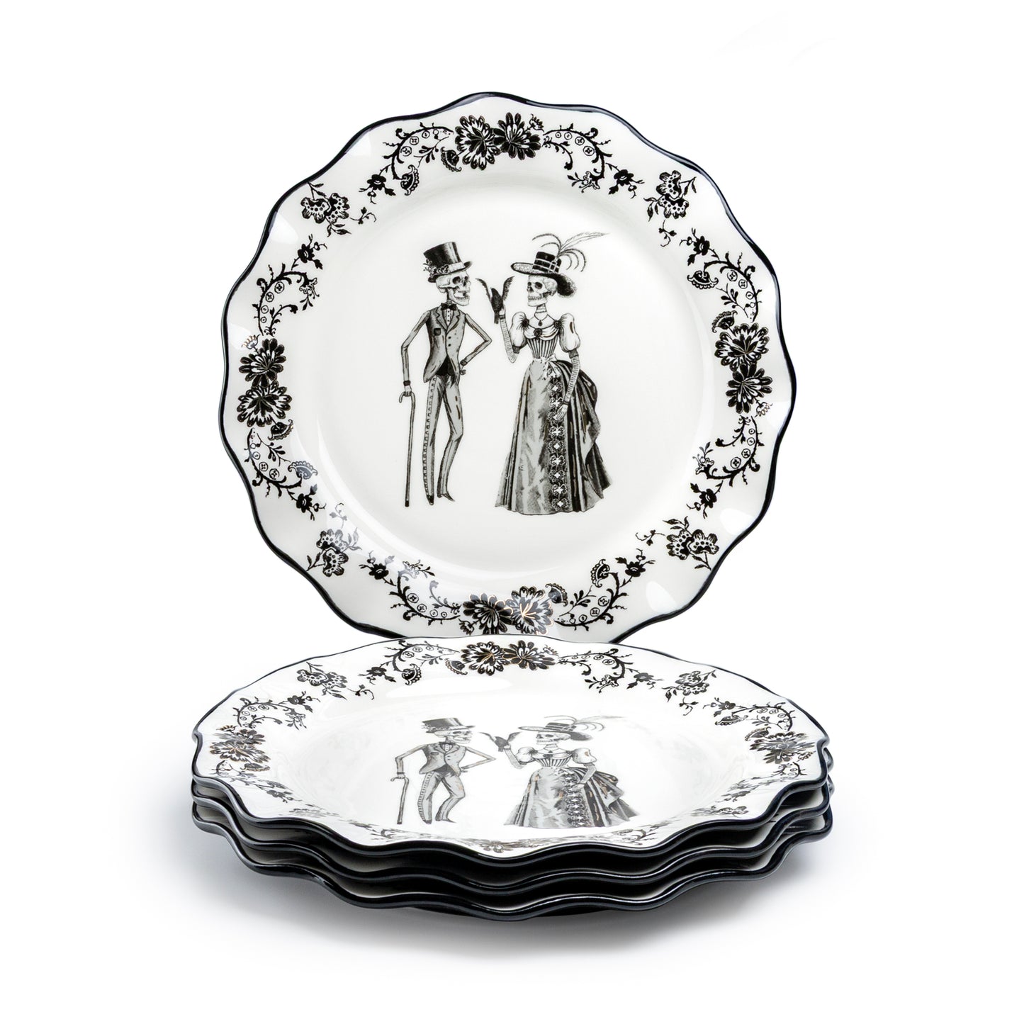 Halloween Victorian Skeletons Dessert/Dinner Plate