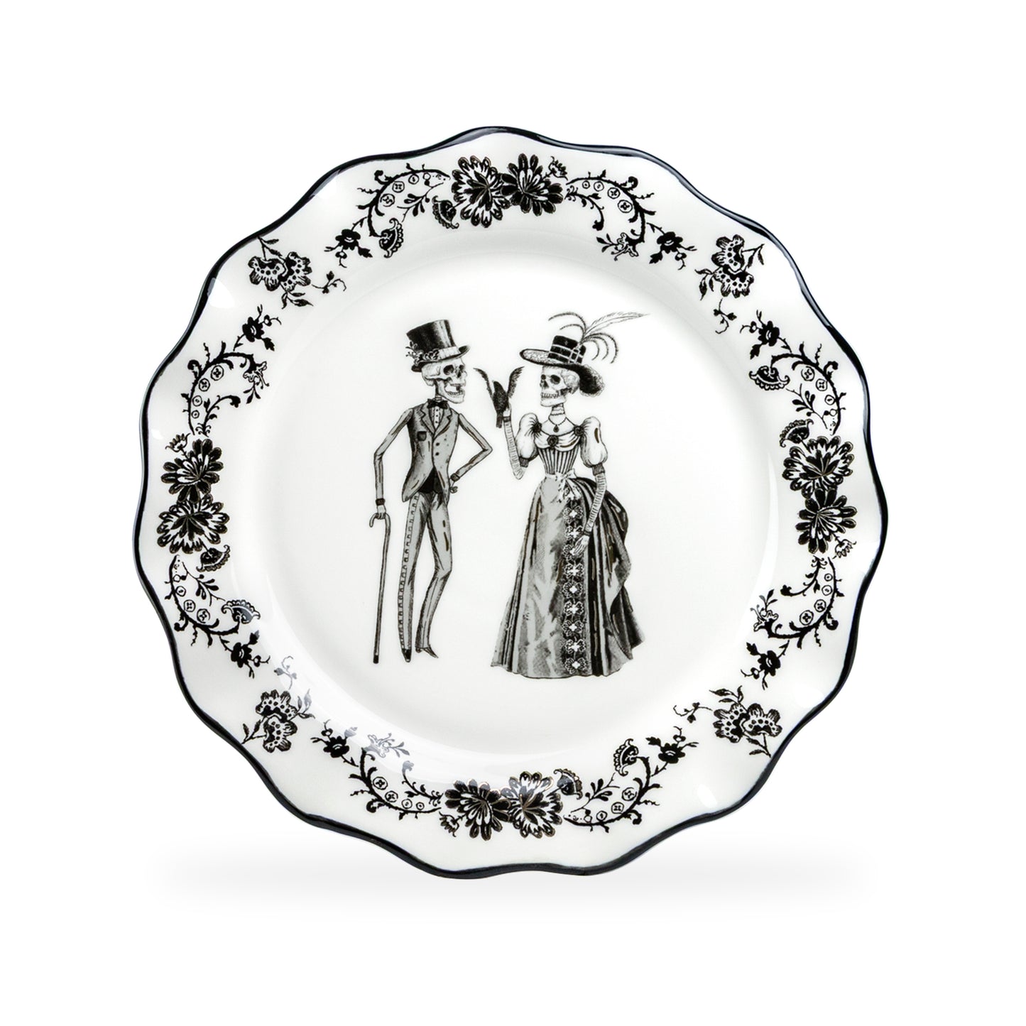Halloween Victorian Skeletons Dessert/Dinner Plate