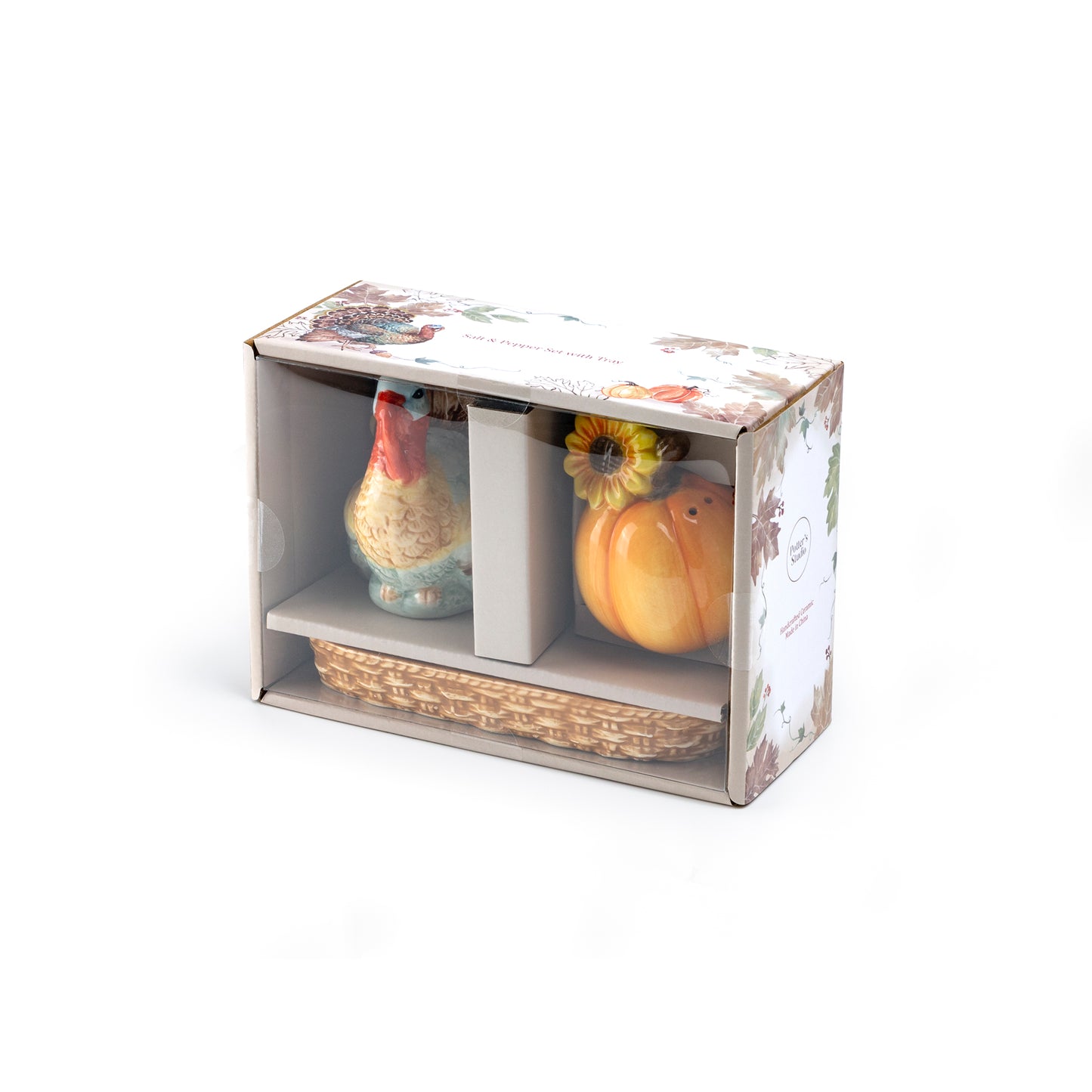 Gift Boxed Turkey and Pumpkin Salt and Pepper Shaker Set