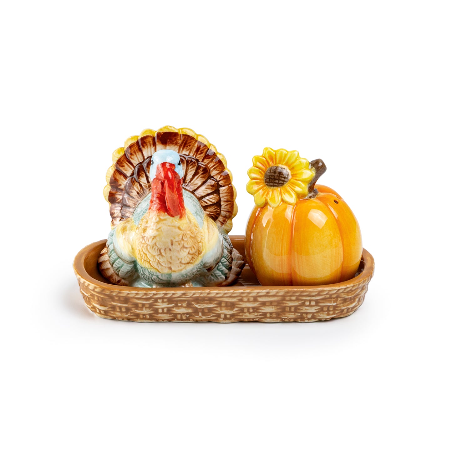 Gift Boxed Turkey and Pumpkin Salt and Pepper Shaker Set