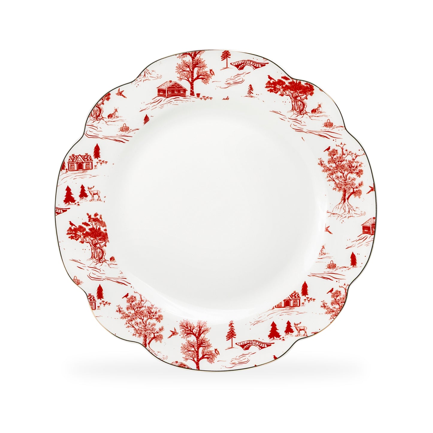 Red Village Fine Porcelain Dessert/Dinner Plate