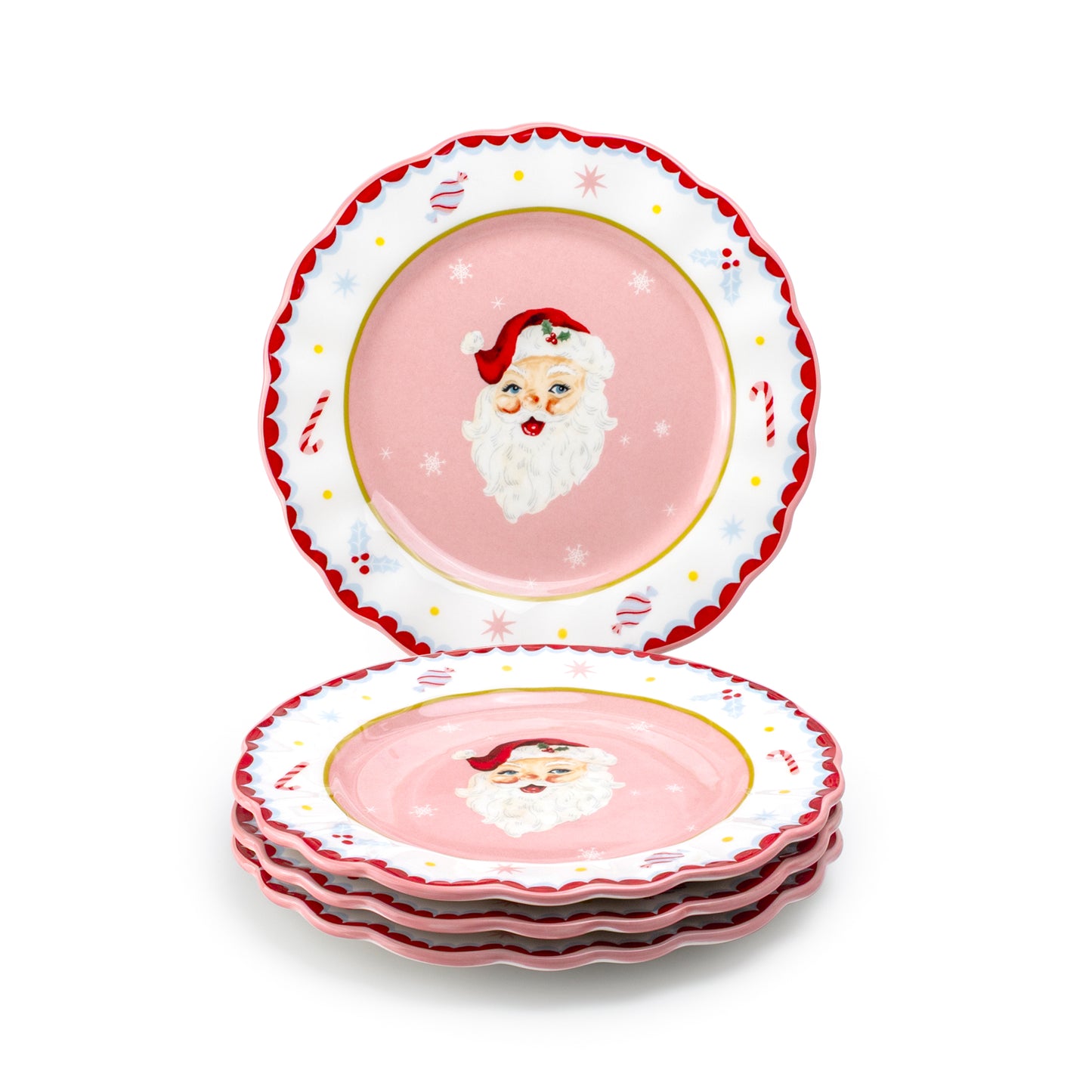 8.5" Pink Santa Dessert/Salad Plate