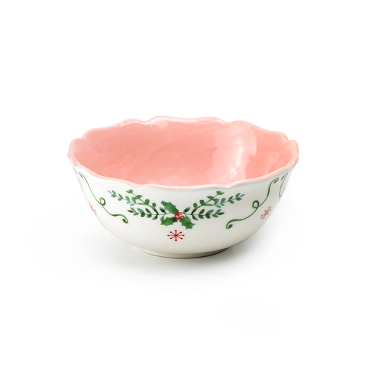 Christmas Holly Pink Bowl