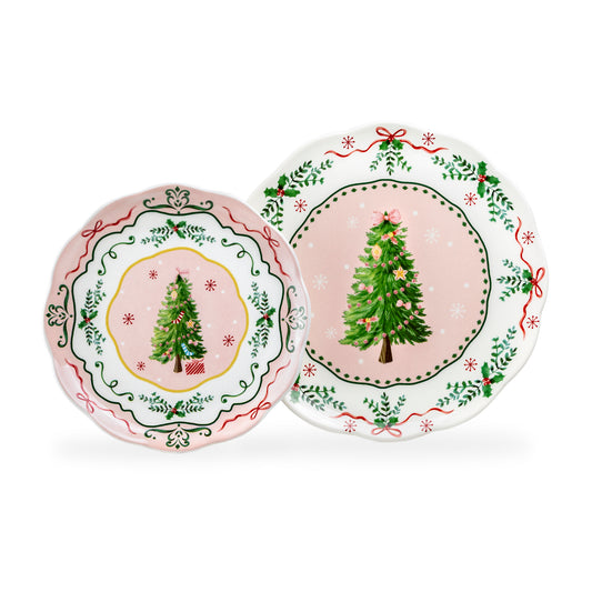 Christmas Tree Pink Dessert/Dinner Plate