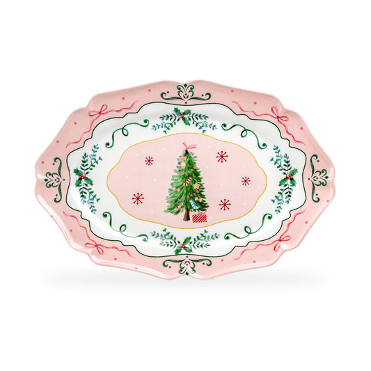14.5" Christmas Tree Pink Serving Platter